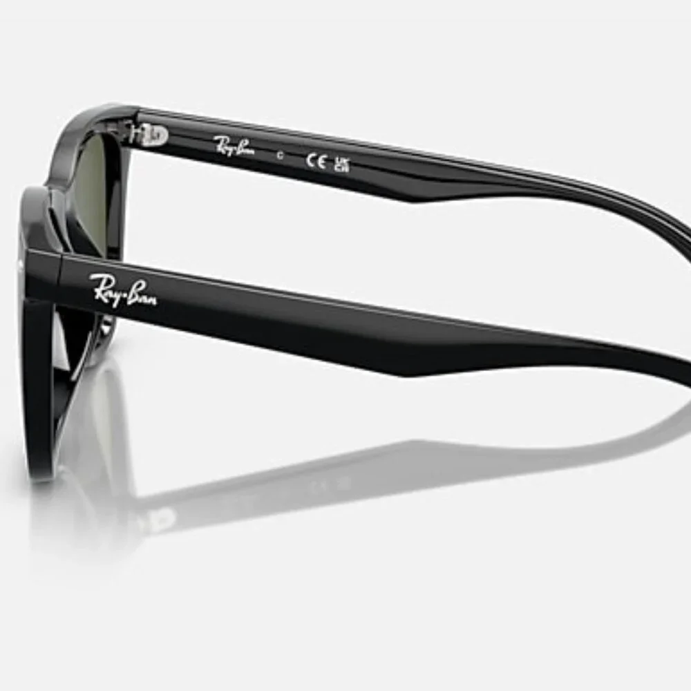 NEW RAY-BAN RB4420 601/9A  Polished Black Frame with Dark Green Polarized Lenses